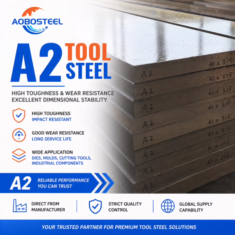 AOBOSTEEL A2 Tool Steel, high toughness and impact-resistant mold steel for cutting tools and industrial components, direct from manufacturer with global supply.