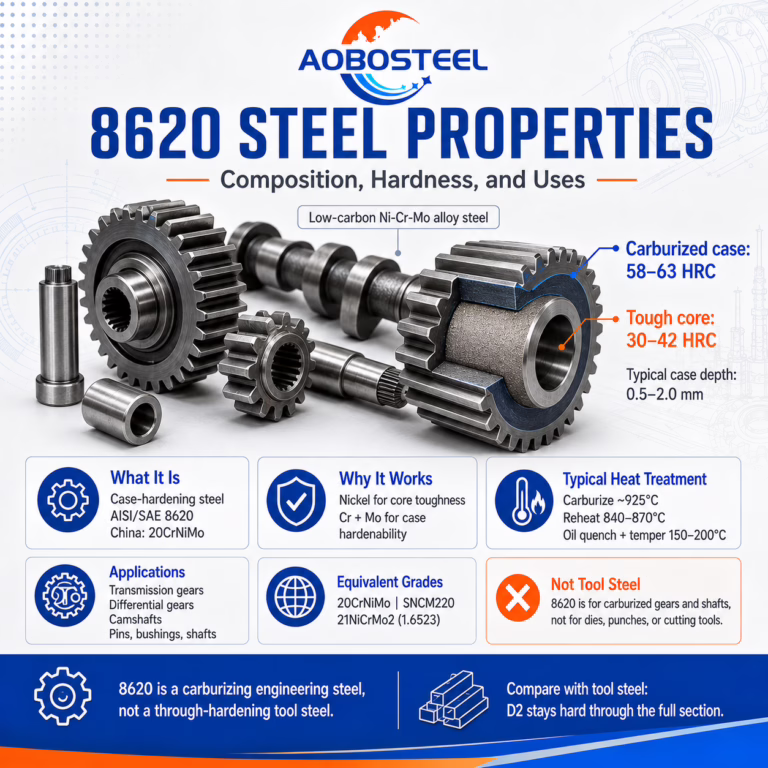 8620 Steel Properties: Composition, Hardness, and Uses