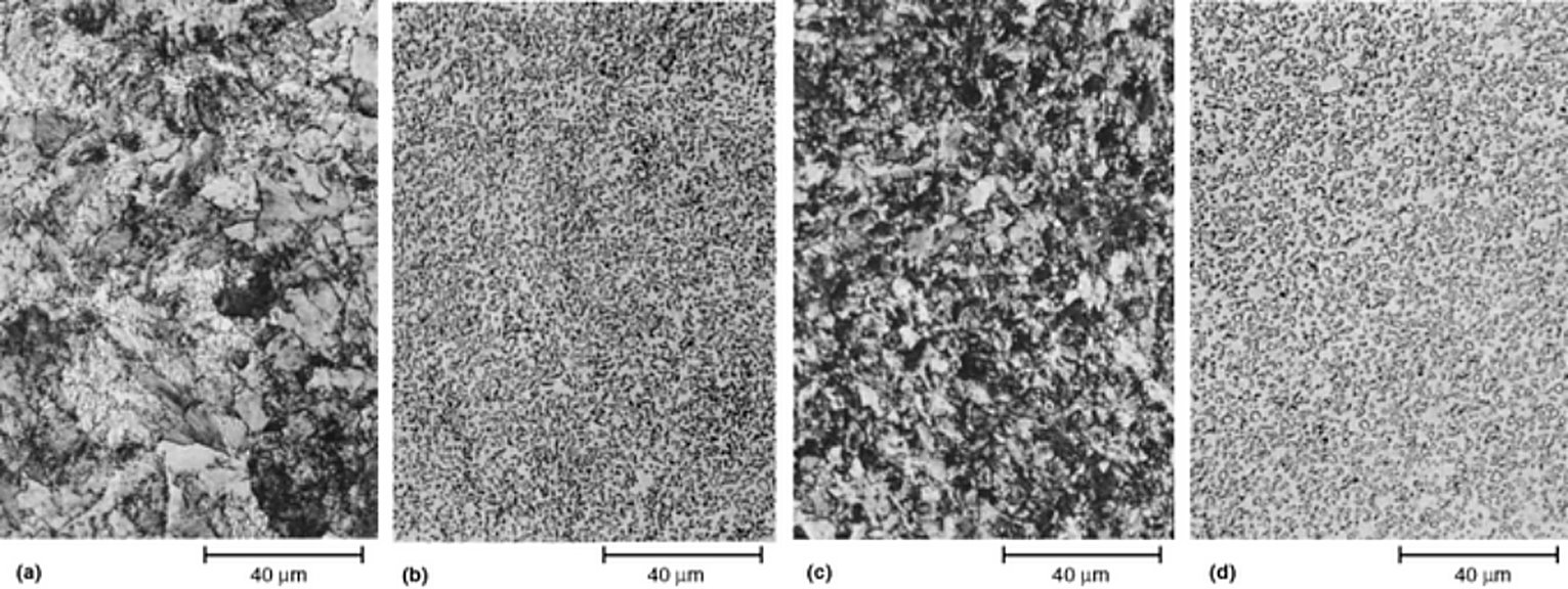 AISI W1 tool steel spheroidization from three starting structures, 4% picral, 500x