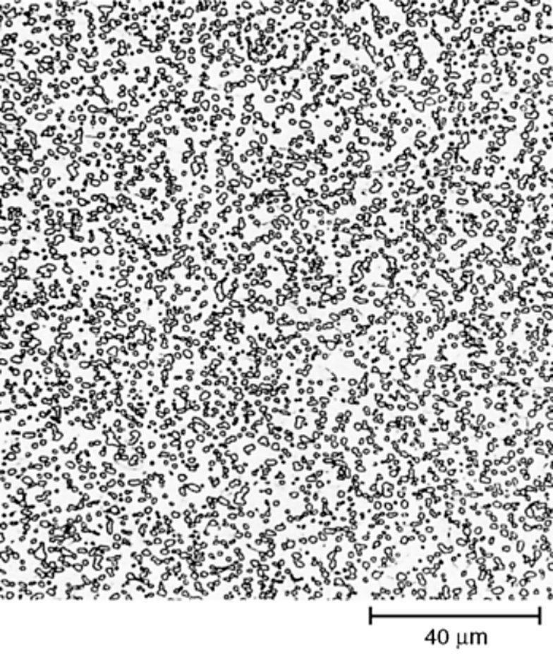 AISI L1 tool steel spheroidize annealed, spheroidal carbides, 4% picral, 500x
