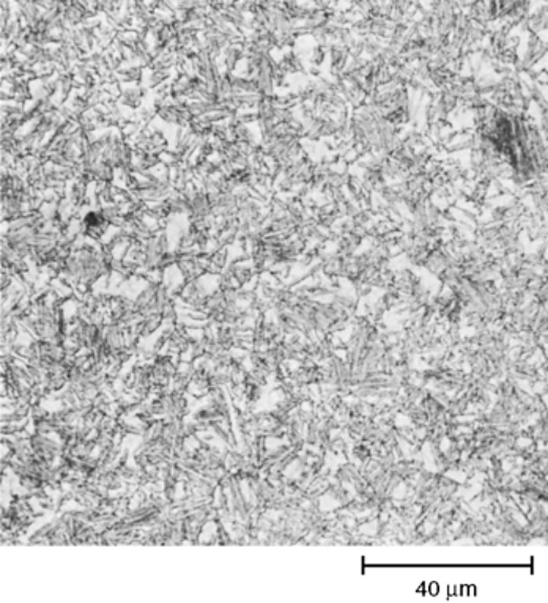 AISI S5 tool steel as-rolled with bainite and martensite, 2% nital, 500x